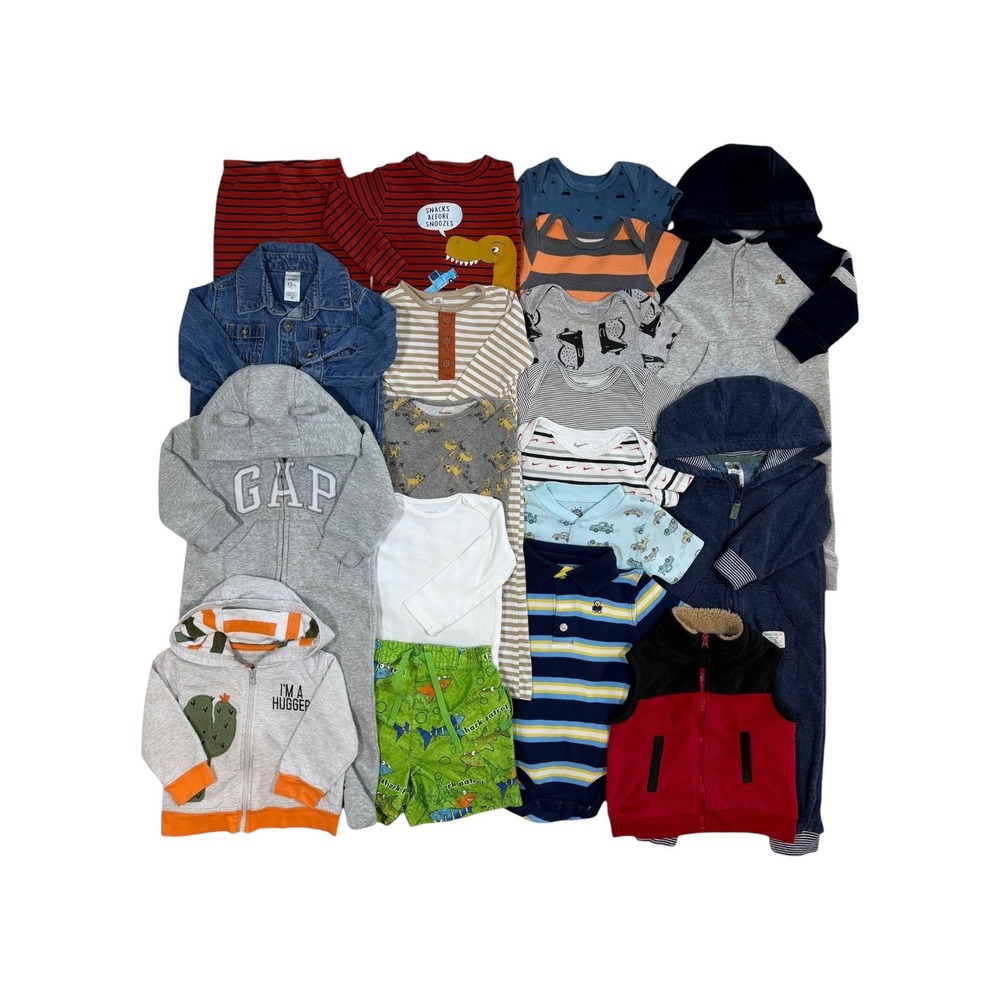 Baby Boy 12M Clothing Lot 19pc Carters Gap Nike Okie Dokie Denim Jacket Romper